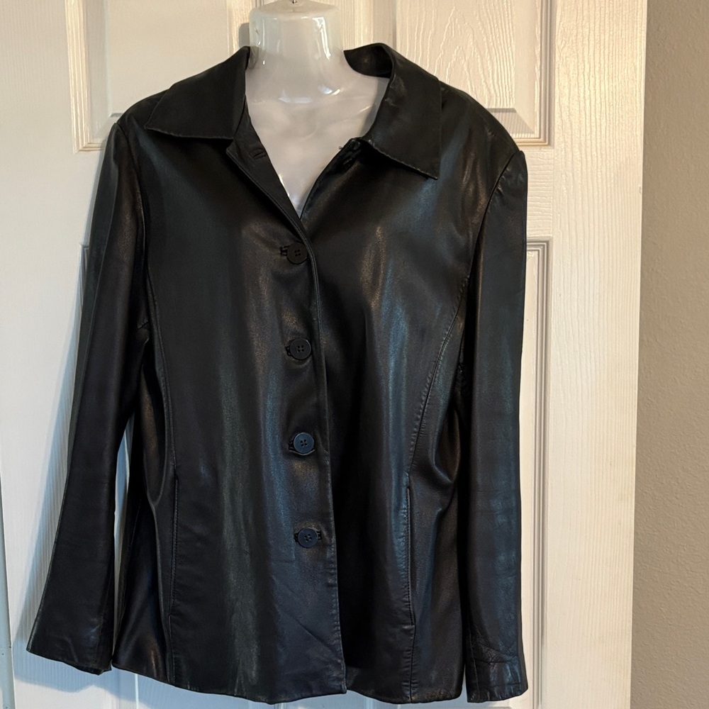 Vintage Women's Black Winlit Leather Jacket